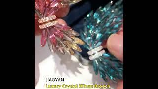 New Design Luxury Large Vintage Crystal Brooches Crystal Wings Brooch For Women Valentine's Day Gift