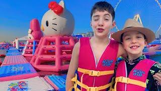 Water Park Adventure for Kids  World’s Largest Inflatable WaterPark ️ Family Fun