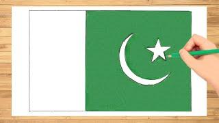 Pakistan Flag Drawing Easy | How to Draw Pakistan Flag Step by Step | Pakistan National Flag 