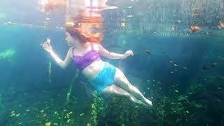 Raina Practices Underwater Posing with No Air in Mexican Cenote