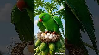 The Parrot lived on a papaya tree with its eggs and a bastard crow ate the eggs  #ai #parrot #crow