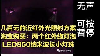 红光疗法：近红外光照射方案：两个红外线灯泡（各有18颗LED850纳米波长小灯珠）+ 两个灯架。红光疗法