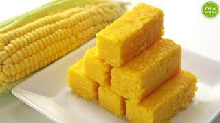 Simple & Delicious Fresh Sweet Corn Kuih/Snack (No-Egg Recipe) 鲜甜玉米糕