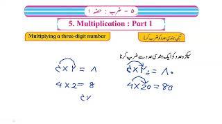 Urdu Std: 4th Sub: Mathematics Topic: Multiplication-1