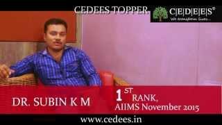 CEDEES AIIMS MDS NOV 2015 1st and 2nd RANK TOPPERS!!!!!