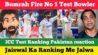 pakistan reaction on yashasvi jaiswal | icc test ranking | jasprit bumrah | pak media india cricket