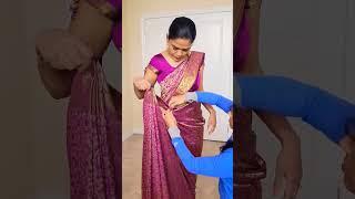 Silk saree hip Pleats :How to create perfect hip pleats for silk saree. #sareedrapping #sareehacks