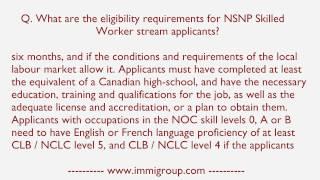 What are the eligibility requirements for NSNP Skilled Worker stream applicants?