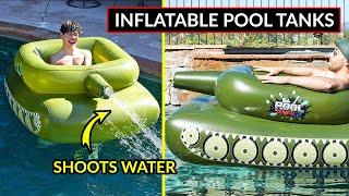 Inflatable Tank Shaped Pool Float That Shoot Water