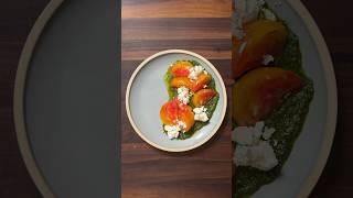 MARINATED HEIRLOOM TOMATOES WITH PESTO & FETA –