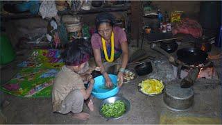 Nepali village || Cooking beans and parsley vegetables in the village