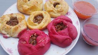 Dinner Roll Recipe/ Rose Bun with Stuffed Mutton mince Recipe/ Tastemade world | Gulab Bun Recipe