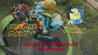 DuckMan Mascot Vs Minion || TeaZer || Ragdoll Wrestling #backyard #trampoline #minions