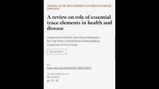 A review on role of essential trace elements in health and disease | RTCL.TV