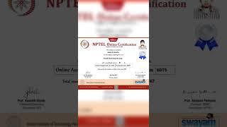 #Nptel certificate #IIT online course #Swayam learning #Ministry of HRD Initiative