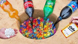 Experiment: Coca-Cola, Fanta, Sprite, Pepsi vs Orbeeze vs Mentos Underground