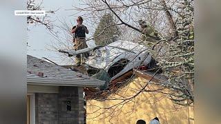 Vehicle lands on Nampa resident's rooftop following fatal crash