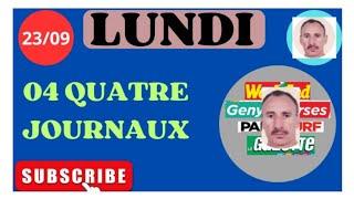 LUNDI 23.09.2024 QUINTÉ ANALYSE PAR 04 QUATRE JOURNAUX WEEKEND GAZETTE GENY COURSE ET P.TURF