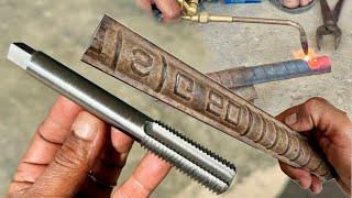 A Thread drill tool made of steel iron shaft drill developed by own skill | Thread tap making skills