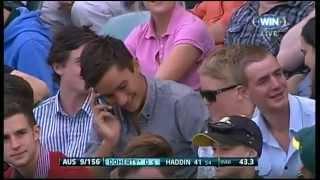 Cricket Spectator Takes A Classic One Handed Catch In The Crowd