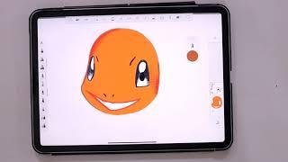 ipad pro Charmander Pokemon drawing and colouring@TaposhiartsAcademy