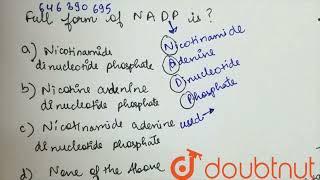 Full form of NADP is  | CLASS 10 | LIFE PROCESSES | BIOLOGY | Doubtnut