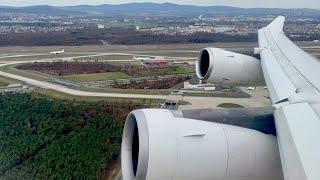 Lufthansa A340-300 Takeoff From Frankfurt with Engine View