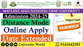 Manuu Online Apply, Last Date, Fees, Courses 2024 | Distance Admission 2024-25 | @UniversityWorld