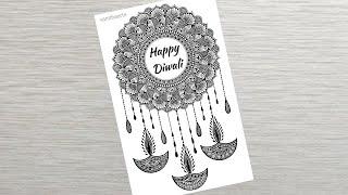 Diwali Special mandala art | How to draw Mandala for Beginners | Diya Dream Catcher | Happy Diwali