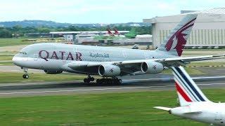 Qatar Airways Airbus A380 Landing at London Heathrow Airport (LHR) | A7-APG