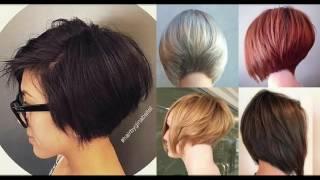 Short stacked layered bob haircut