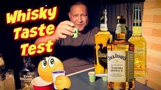 Wild Turkey vs. Evan Williams vs. Jack Daniels Honey Whisky | Blind Taste Test