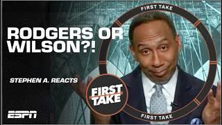 Stephen A. VEERS LEFT when discussing Aaron Rodgers vs. Russell Wilson?! | First Take