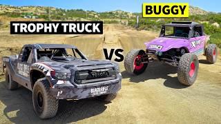 Hero Car Duel! Champion Trophy Truck vs Megalodon on the DIRT DRAG COURSE