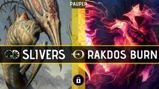 Armadillo Cloak Too Scary! - G/W Slivers VS Rakdos Burn - PAUPER - MTGO League Practice