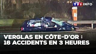 Verglas en Côte-d'Or : 16 accidents en 3 heures｜TF1 INFO