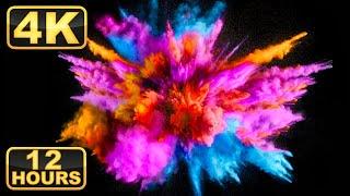 Colorful Powder Explosions! 12 Hours 4K Screensaver with Relaxing Music for Meditation.