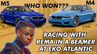 We went Car racing with Rema in a Beamer at Eko Atlantic, Lagos, Nigeria. BMW M4 VS M5.