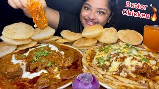 BUTTER CHICKEN WITH TANGDI  WITH LOTS OF SOFT LUCHI AND BUTTER CHICKEN POUTINE |FOOD EATING SHOW