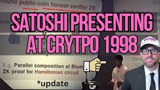 Satoshi presenting crypto in 1998 with Hal Finney Update