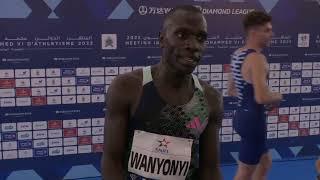 ''I expects 1:44 today' - Emmanuel Wanyonyi (Kenya) / Winner 1:44.36 - Men's 800m at Rabat DL 2023