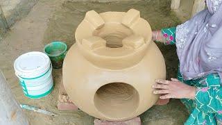 How to make a Beautiful Rural Chulha Design । DIY cooking Solutions। Mud Chulha Construction #viral