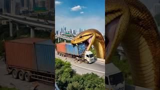 Evolution of a Container Truck Bitten by a Giant Golden Snake into a Beautiful Barbie House