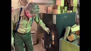 Dad explaining wood furnace