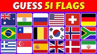 FLAG QUIZ!  Guess 51 Countries by Their Flags!  Can You Get Them All?