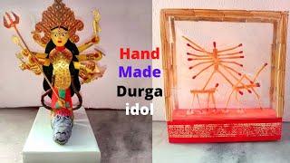 My handmade durga idol। Making maa durga idol with paper। Durgaidol of match stick। Bongo Shilpo ।