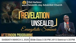 OHSDA Revelation Seminar | "Revelation Unsealed" | Sabbath, March 1, 2025 @ 3:30 PM