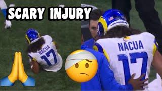 Puka Nacua SCARY KNEE INJURY  Rams Vs Lions 2024 highlights