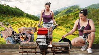 Girl repairs and replaces tractor engine, restores new paint for farmer l Repair Girl - Nhung