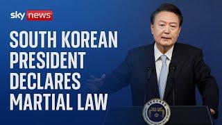 South Korean President Yoon Suk Yeol declares state of martial law